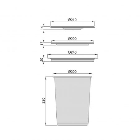 Poubelle encastrable Recycle pour plan de travail, 5 litres, Acier inoxydable