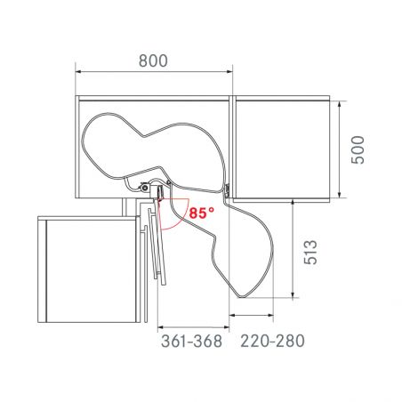 Ferrure Lemans II Arena Classic Blanc Sens Gauche avec amortisseur pour porte de 400 mm