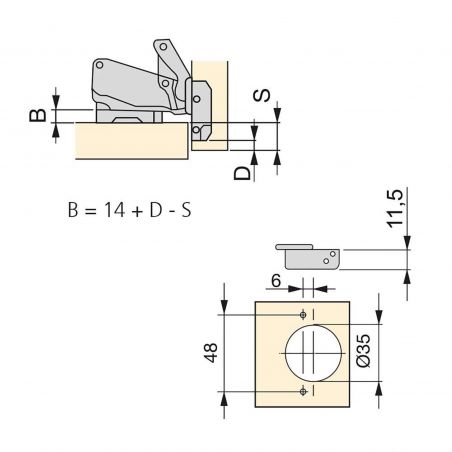 Lot de 10 charnières droite pour 91 montage en applique 165 degrés avec fermeture souple et cales Euro, Hauteur 0, Nickelé