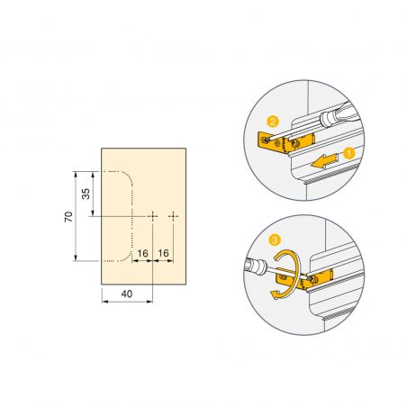 Kit de 2 profils centraux Gola pour meubles de cuisine, longueur 2,35mm avec raccords, Blanc