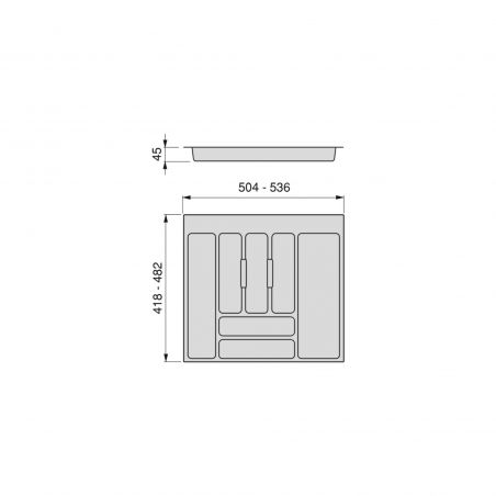 Range-couvert Optima Universal pour caisson de 600 mm, Gris