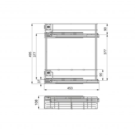 Porte-bouteilles latéral extractible Supra avec amortisseur pour caisson de 150mm, Aluminium