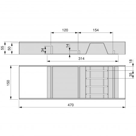 Porte-couteaux Orderbox, 150x470 mm, Gris anthracite