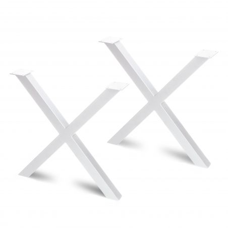 Lot de 2 pieds Cross pour table, hauteur 695 mm, Blanc