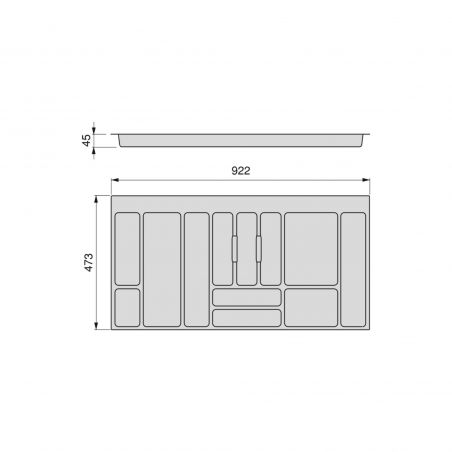 Range-couvert Optima pour caisson de 1000 mm, Blanc