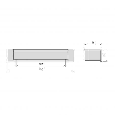 Lot de 10 Poignées Modena, L 137 mm, entraxe 128 mm, Aluminium