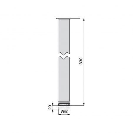 Lot de 4 pieds pour table, hauteur 830 - 850 mm, Ø 60 mm, Aluminium