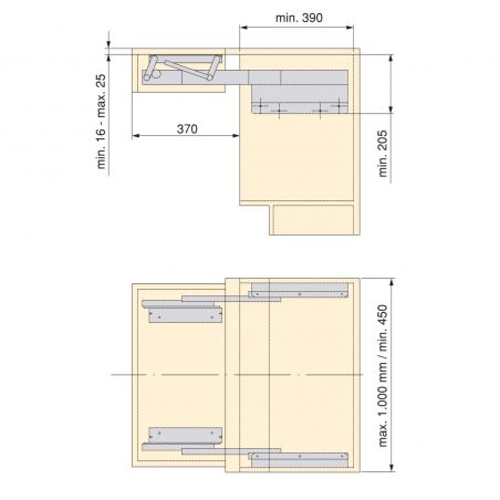 Coulisses pour table à rallonge et relevable Oplà Folding+39, Inox brossé