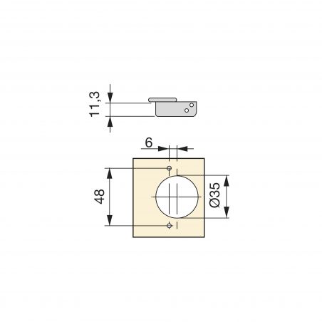 Lot de 20 charnières droites pour montage en applique, Nickelé