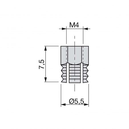 Lot de 100 Écrous à expansion, M4, D. 5.5 mm, Laiton