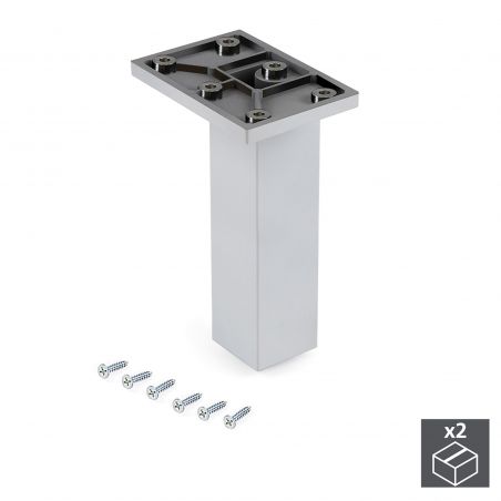 Lot de 2 pied pour meuble, hauteur 140 - 150 mm, Chromé