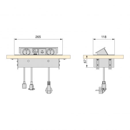 Multiconnecteur Atom 26 pour bureau, 2 prises + 2 USB + RJ45 + HDMI, Aluminium