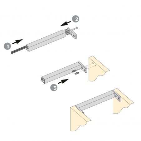 Lot de 4 traverses de meubles de cuisine Albeam avec accessoires à visser, Anodisé mat