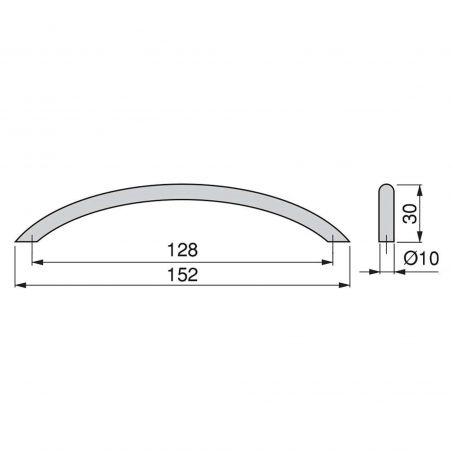 Lot de 25 Poignées Porto, L 152 mm, entraxe 128 mm, Nickel satiné