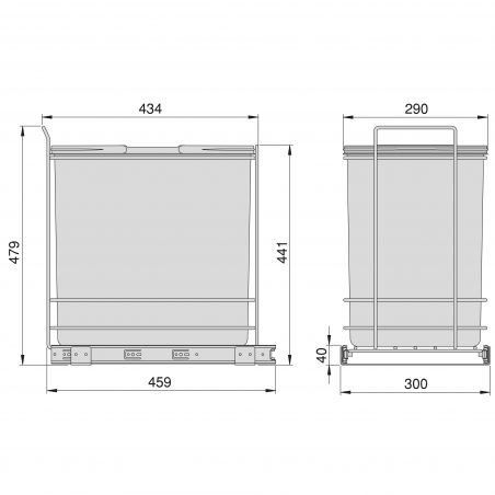 Poubelle de tri Recycle 35 L, fixation au sol et extraction manuelle, Gris Anthracite