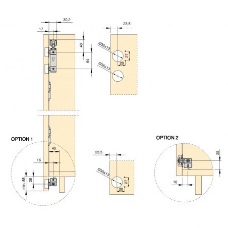 Kit de quincaillerie Twofold pour 2 portes pliantes coulissantes, Avec guide, Anodisé mat