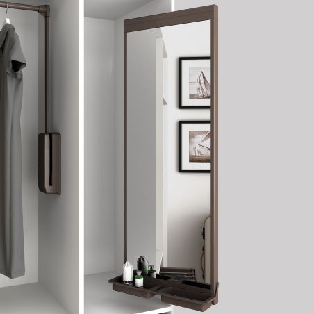 Miroir extractible avec rangements pour intérieur d'armoire, Moka