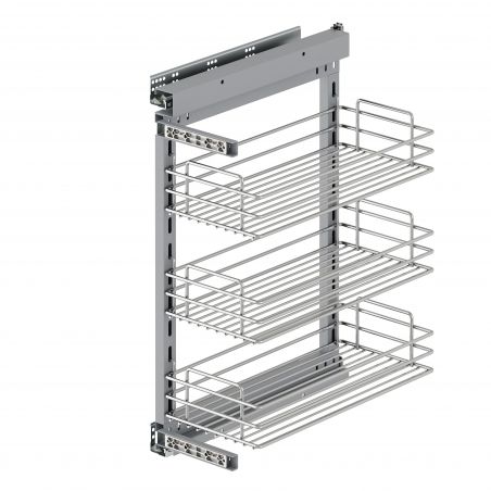 Chariot coulissant SupraStar avec amortisseur pour caisson de 400 mm, Chromé