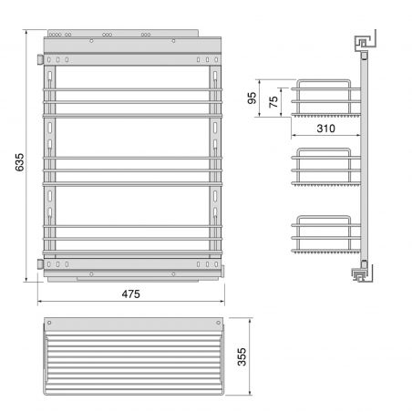 Chariot coulissant SupraStar avec amortisseur pour caisson de 400 mm, Chromé