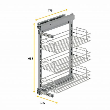 Chariot coulissant SupraStar avec amortisseur pour caisson de 400 mm, Chromé