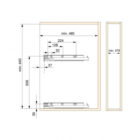 Chariot coulissant SupraStar avec amortisseur pour caisson de 400 mm, Chromé