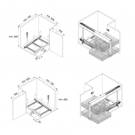 Meuble d'angle articulé Suprastar, Chromé