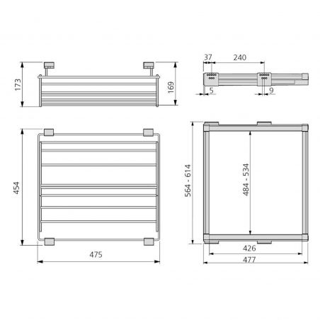 Kit range-chaussures métallique avec cadre coulissant pour caisson de 600 mm, Moka