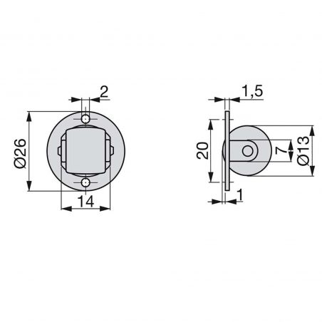 Lot de 20 Roulettes pour meubles à galet, D. 13 mm