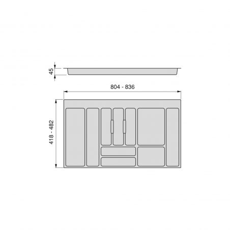 Range-couvert Optima Universal pour caisson de 900 mm, Gris