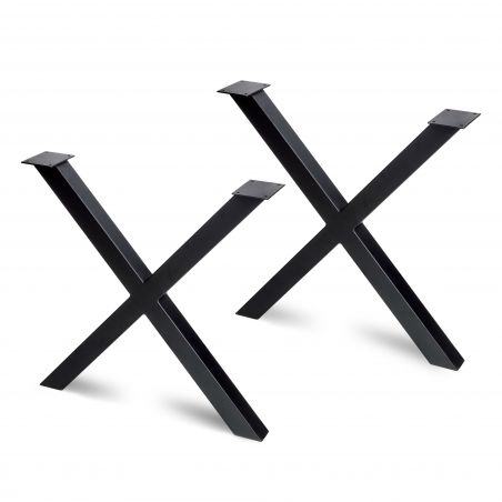 Lot de 2 pieds Cross pour table, hauteur 695 mm, Noir