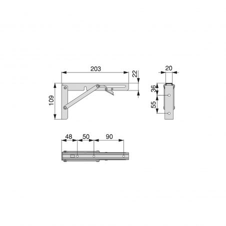 Jeu de 2 supports relevable, longueur 203mm, Blanc