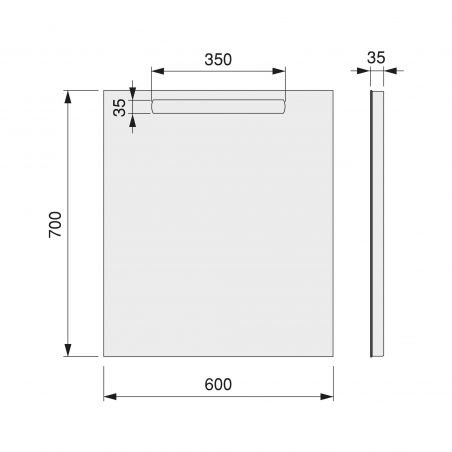 Miroir Pegasus avec éclairage frontal LED, 600 x 700 mm, AC 230V 50Hz, 6 W