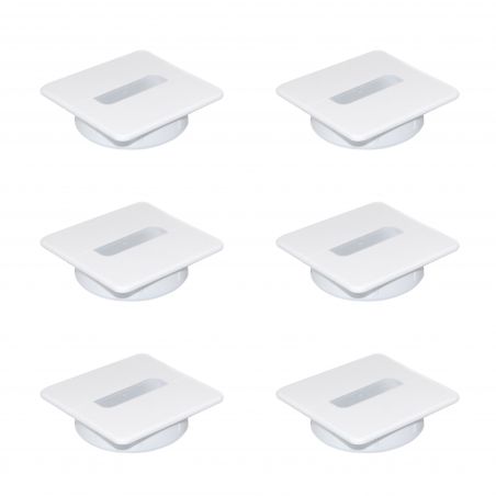 Lot de 6 passe-câble de table Plastwin, Ø 80 mm, Blanc