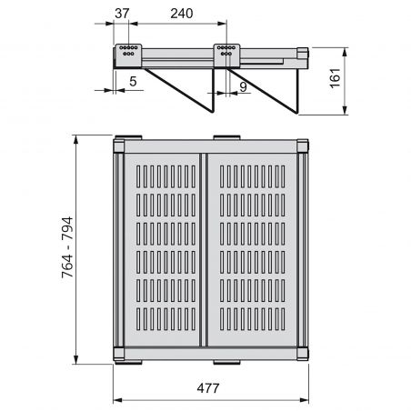 Range-chaussures extractible pour caisson de 800 mm, Moka