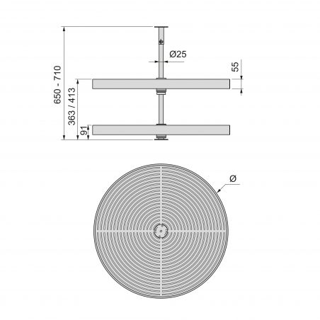 Tourniquet rond Shelvo pour caisson de 800 mm, Blanc