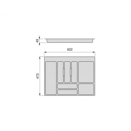 Range-couvert Optima pour caisson de 700 mm, Blanc