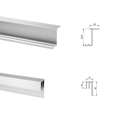 Kit de ferrures Neco pour placard 2 portes coulissantes à fermeture souple, panneaux non inclus, Gris