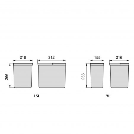 Kit Poubelle Recycle 29L, 3 bacs, Gris anthracite