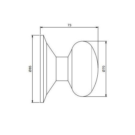 Bouton de porte d'entrée, Modèle Bowler, Ø70mm, Acier inoxydable, Nickel satiné