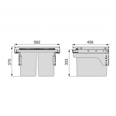 Recycle 2 x 24L poubelle de recyclage avec montage latéral, Gris antracite