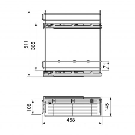 Porte-bouteilles latéral extractible SupraMax avec fermeture amortie pour caisson de 200 mm, Chromé