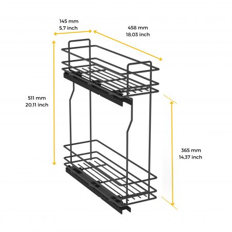 Porte-bouteilles latéral extractible TitaneMax avec fermeture amortie pour caisson de 200 mm, Gris anthracite