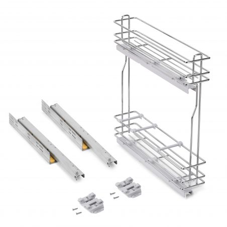 Porte-bouteilles latéral extractible SupraMax avec fermeture amortie pour caisson de 150 mm, Chromé