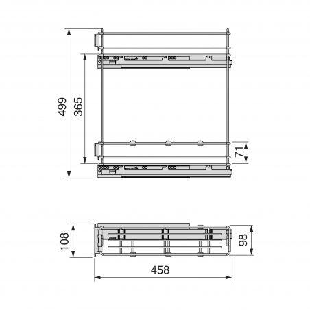 Porte-bouteilles latéral extractible SupraMax avec fermeture amortie pour caisson de 150 mm, Chromé