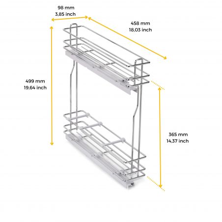 Porte-bouteilles latéral extractible SupraMax avec fermeture amortie pour caisson de 150 mm, Chromé