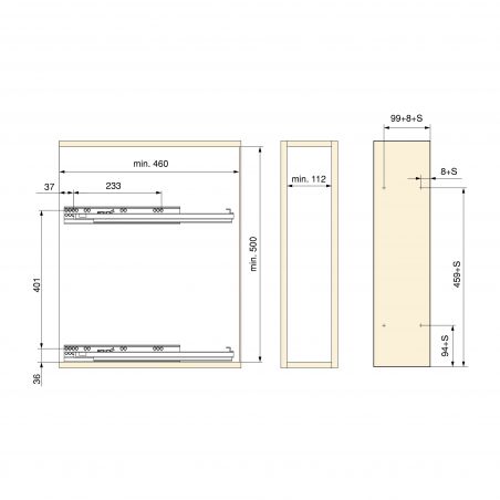 Porte-bouteilles latéral extractible TitaneMax avec fermeture amortie pour caisson de 150 mm, Gris anthracite