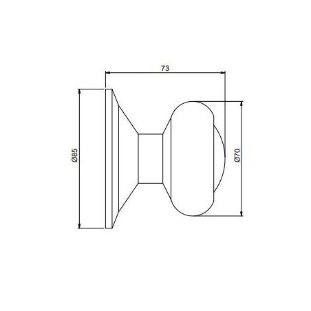 Bouton de porte d'entrée, Modèle Fedora, Ø70mm, Acier inoxydable, Nickel satiné