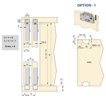 Kit de ferrures Flow2 pour placard 2 portes coulissantes avec rails encastrés 2,35m, panneaux non inclus, Noir