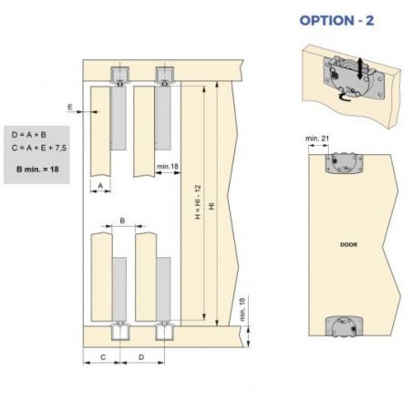 Kit de ferrures Flow2 pour placard 2 portes coulissantes avec rails encastrés 2,35m, panneaux non inclus, Noir