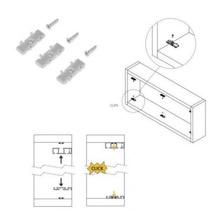 Kit de ferrures Flow2 pour placard 2 portes coulissantes avec rails de surface 2,35m, panneaux non inclus, Noir